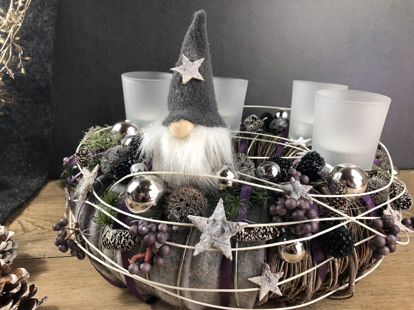Einzigartiger Adventskranz – Handgefertigt mit Liebe 30cm