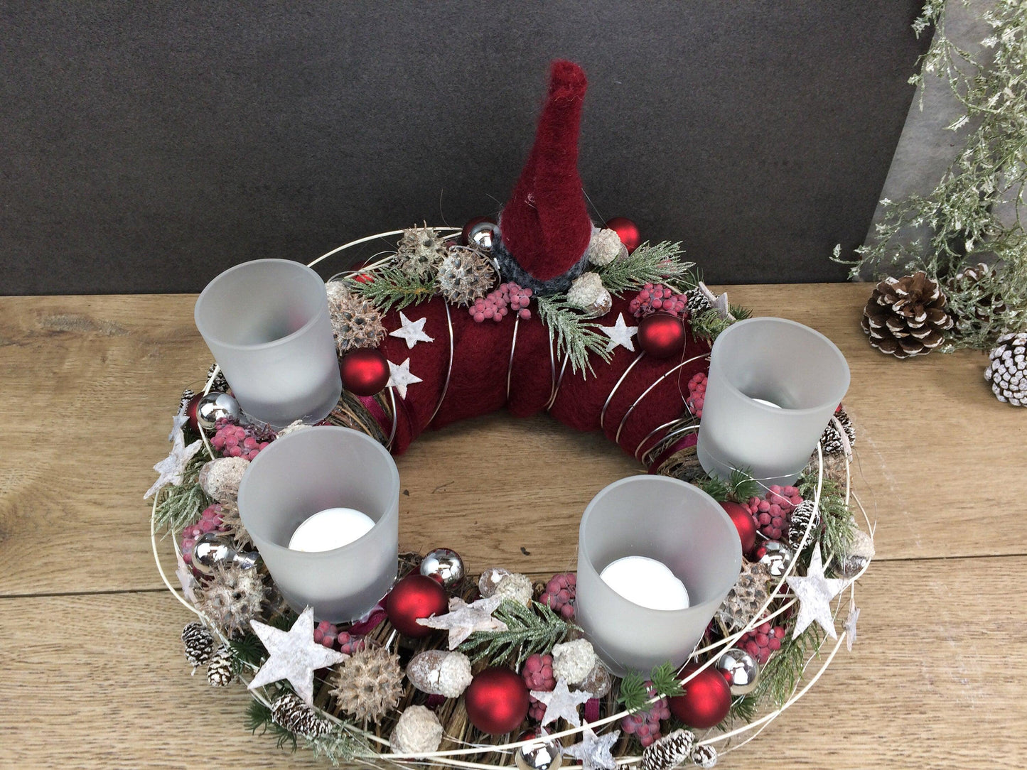 Einzigartiger Adventskranz – Handgefertigt mit Liebe 30cm