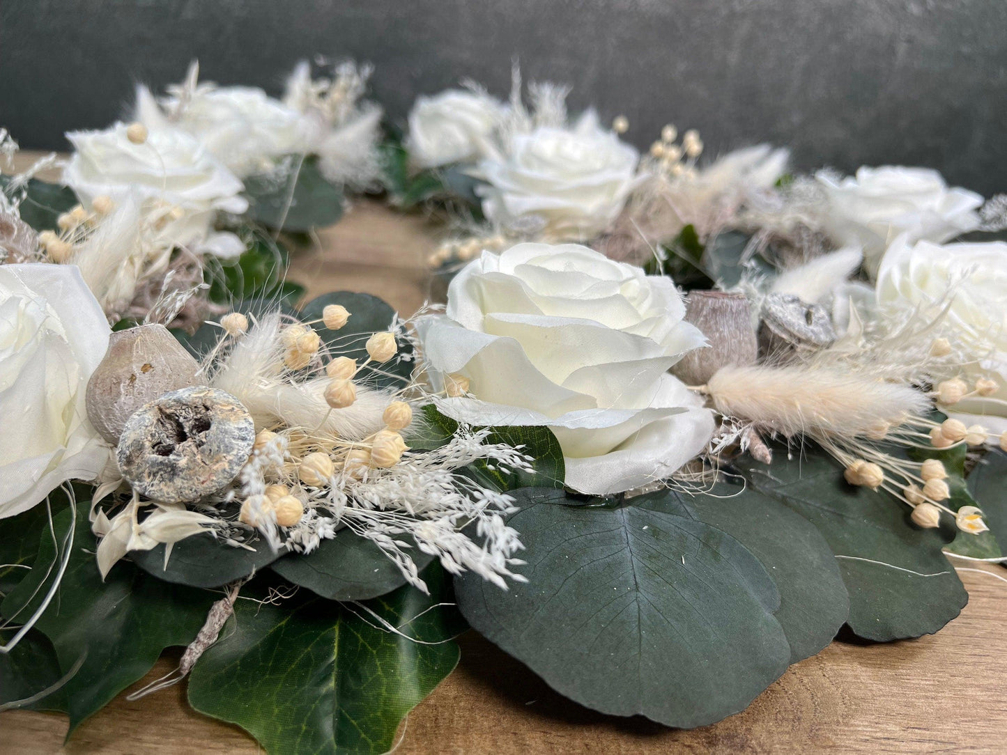 Romantisches Autoschmuck Set 3 Teilig mit Trocken- und Seidenblumen