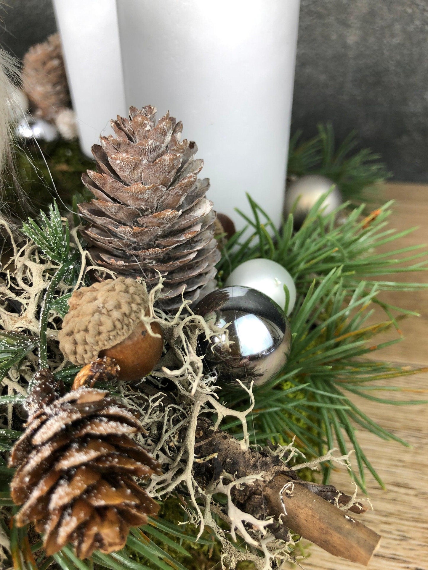 Adventskranz Eule mit Zapfen und Moos - Handgefertigtes Unikat