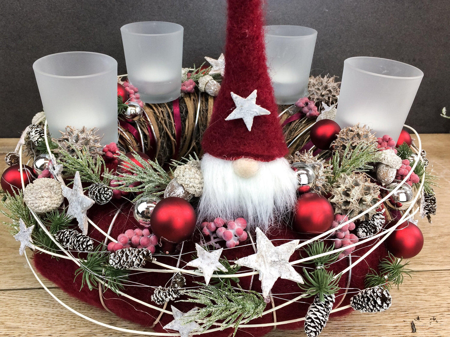 Einzigartiger Adventskranz – Handgefertigt mit Liebe 30cm