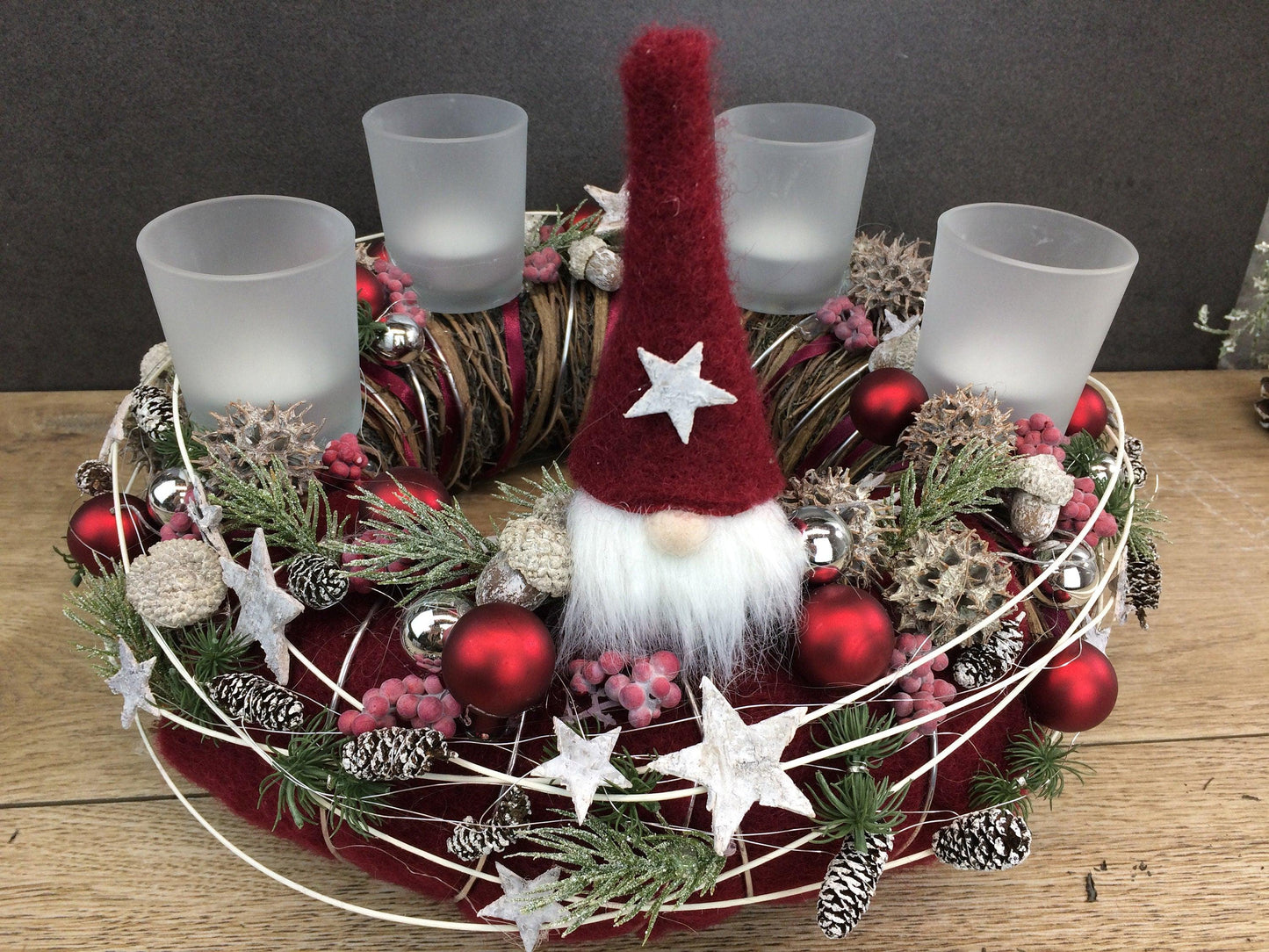 Einzigartiger Adventskranz – Handgefertigt mit Liebe 30cm