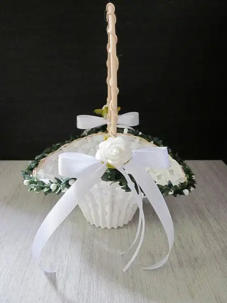 Blumenmädchen Korb Blumenkörbchen Streukörbchen Blumenstreukörbchen – handgemacht aus Seiden- und Kunstblumen, langlebig & pflegeleicht von SarahsFlowerStudio