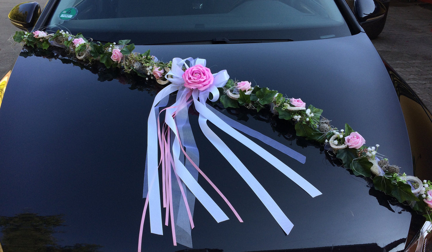 Autogesteck Hochzeit Seidenblumen – langlebiger Autoschmuck handgefert – Autoschmuck Hochzeit – SarahsFlowerStudio