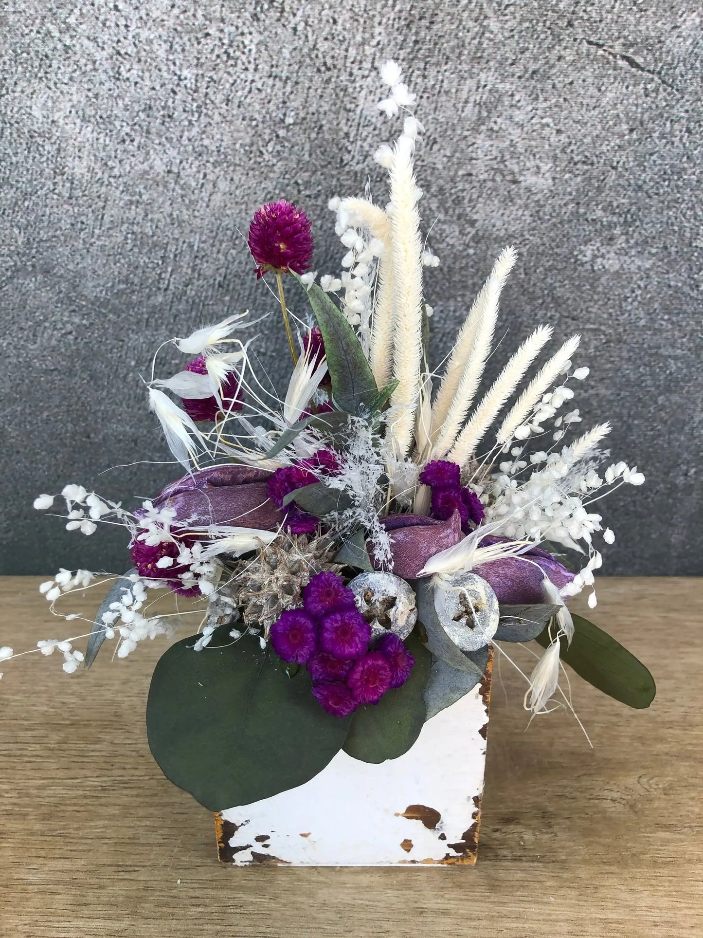 Tischdeko Blumen Tischgesteck Kerze Schublade Gräser Trockenblumen Trockenmaterial Natur natürlich dried bouquet dried Flowers – handgemacht aus Seiden- und Kunstblumen, langlebig & pflegeleicht von SarahsFlowerStudio