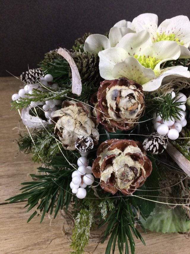 Grabgesteck Grabschmuck Gesteck Grab Allerheiligen extra Schwer Grave Arrangument grave flowers longlasting – handgemacht aus Seiden- und Kunstblumen, langlebig & pflegeleicht von SarahsFlowerStudio