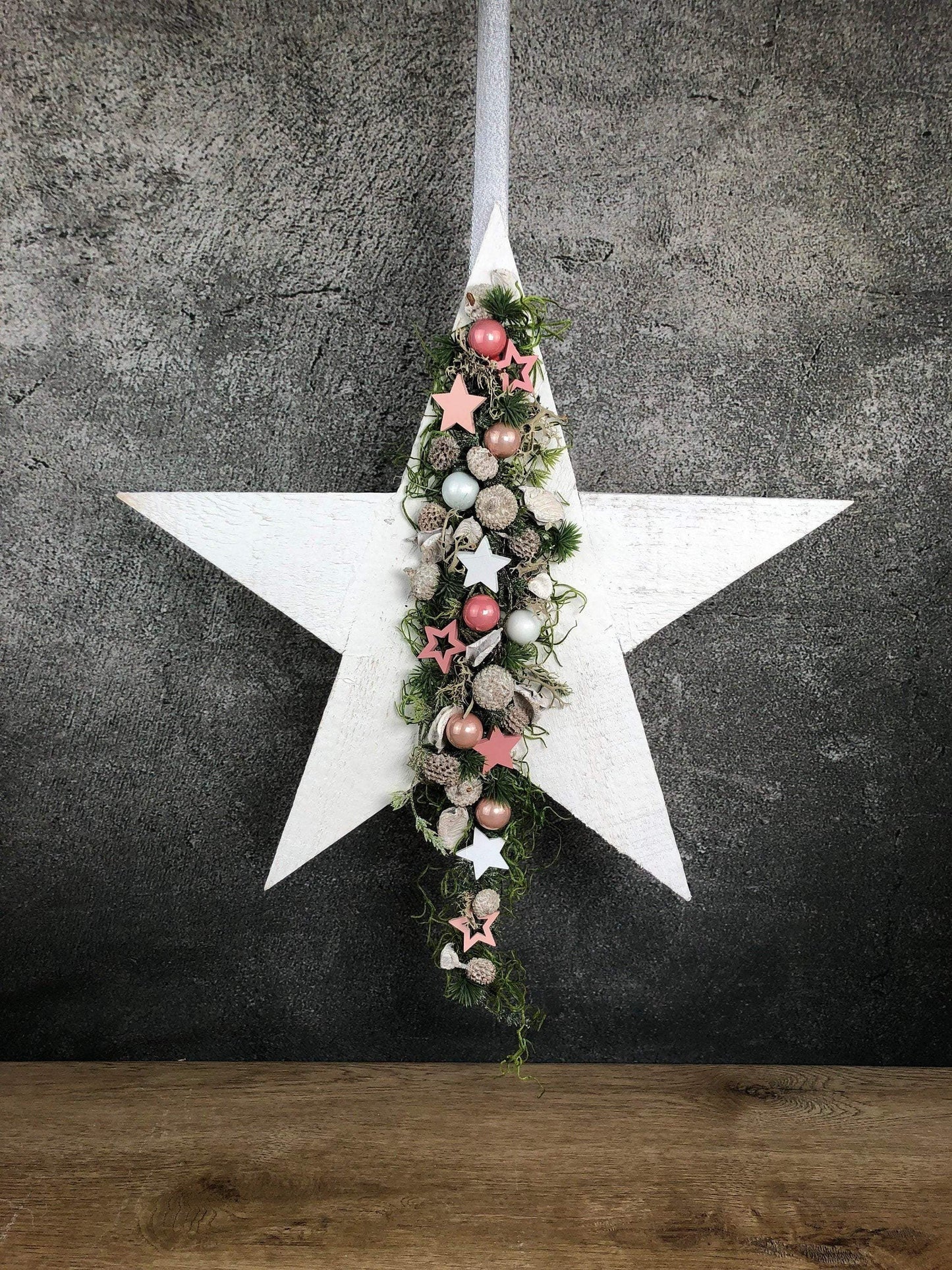 Advent Türkranz Stern 40cm Stern Türdekoration Türschmuck Fensterdeko Weihnachten Weihnachtsdekoration – handgemacht aus Seiden- und Kunstblumen, langlebig & pflegeleicht von SarahsFlowerStudio