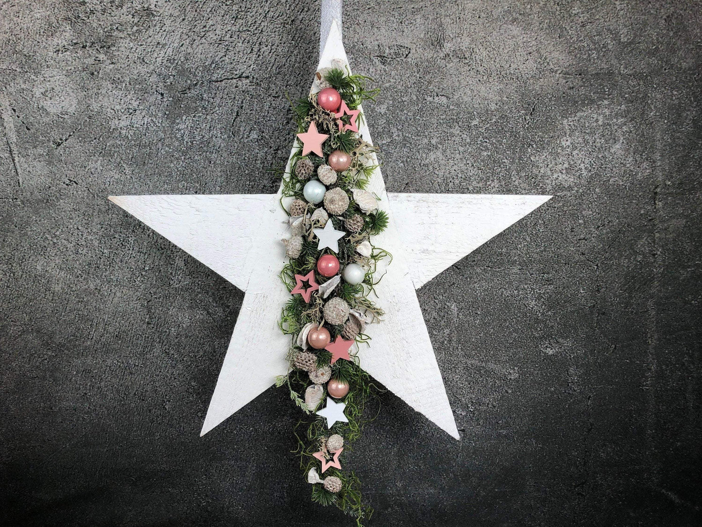 Advent Türkranz Stern 40cm Stern Türdekoration Türschmuck Fensterdeko Weihnachten Weihnachtsdekoration – handgemacht aus Seiden- und Kunstblumen, langlebig & pflegeleicht von SarahsFlowerStudio