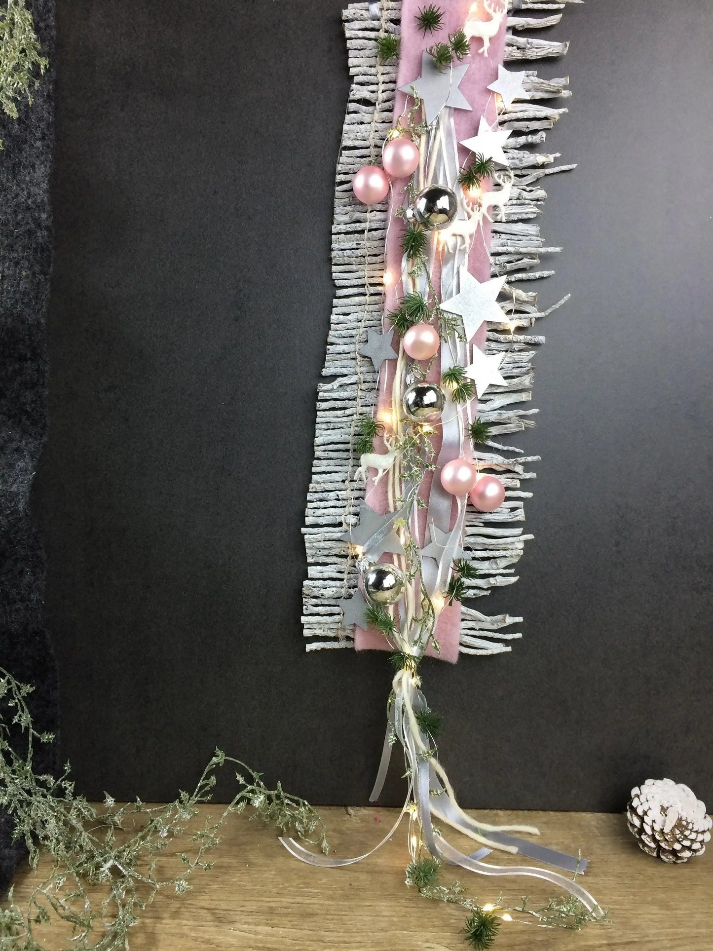 Wunschfarbe 20er LED Advent Türdeko Türdekoration Wanddeko Wanddekoration Türkranz – handgemacht aus Seiden- und Kunstblumen, langlebig & pflegeleicht von SarahsFlowerStudio