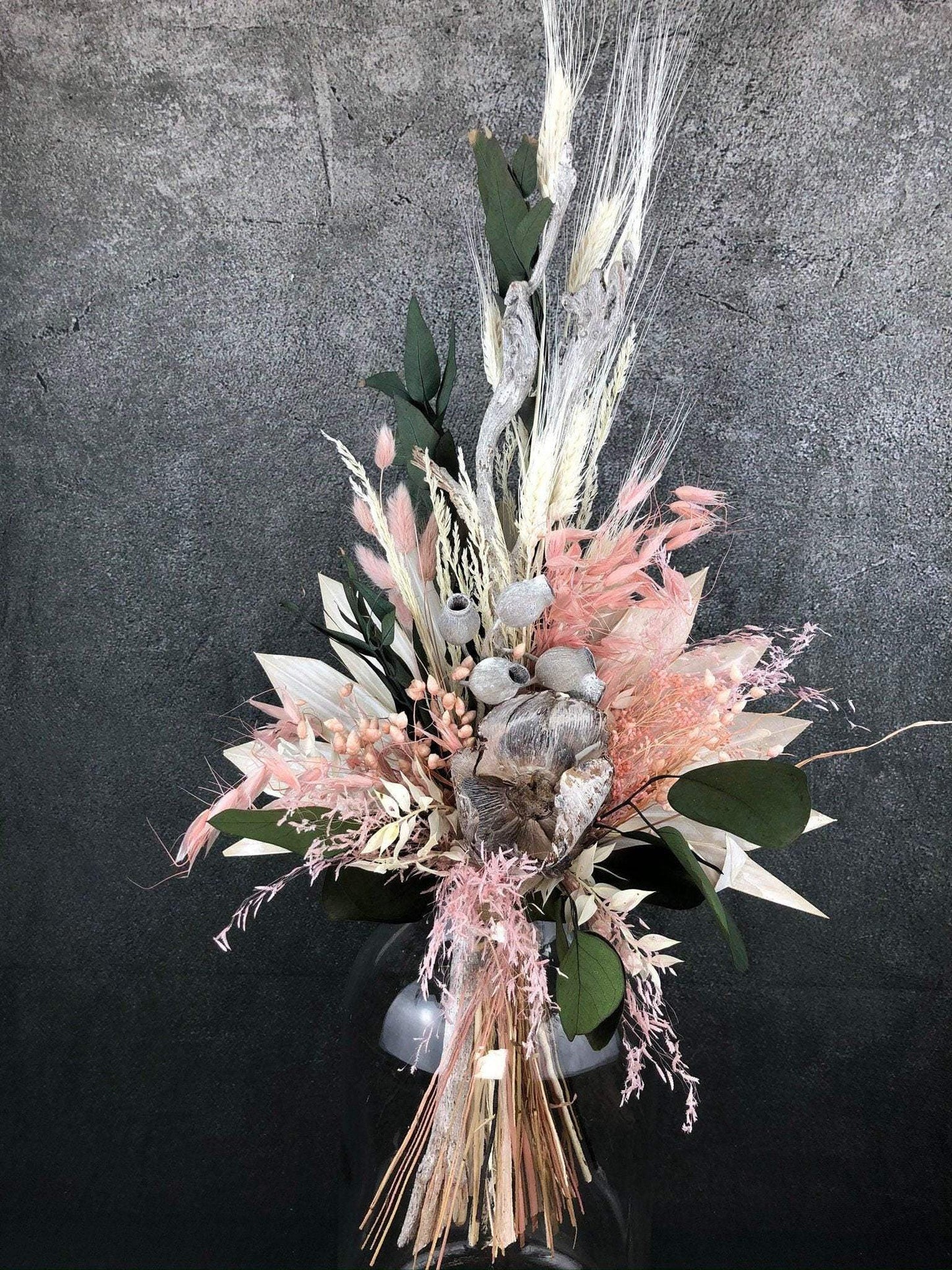 Trockenblumenstrauß Strauß Gräser mit Exoten Tischgesteck Gräser Trockenblumen Trockenmaterial Natur natürlich dried bouquet dried Flowers – handgemacht aus Seiden- und Kunstblumen, langlebig & pflegeleicht von SarahsFlowerStudio