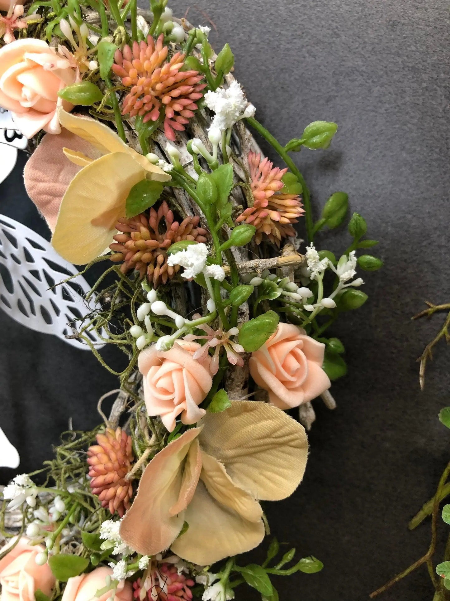 Türkranz Türdeko Türschmuck Modern Ganzjährig Vögel Vogel Rose Schleierkraut Band Tür Schmuck Herbst – handgemacht aus Seiden- und Kunstblumen, langlebig & pflegeleicht von SarahsFlowerStudio