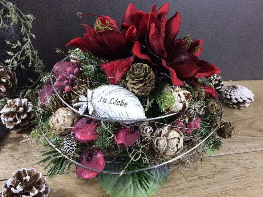 Grabgesteck Grabschmuck Gesteck Grab Allerheiligen extra Schwer Grave Arrangument grave flowers longlasting Grabdeko Grabdekoration – handgemacht aus Seiden- und Kunstblumen, langlebig & pflegeleicht von SarahsFlowerStudio