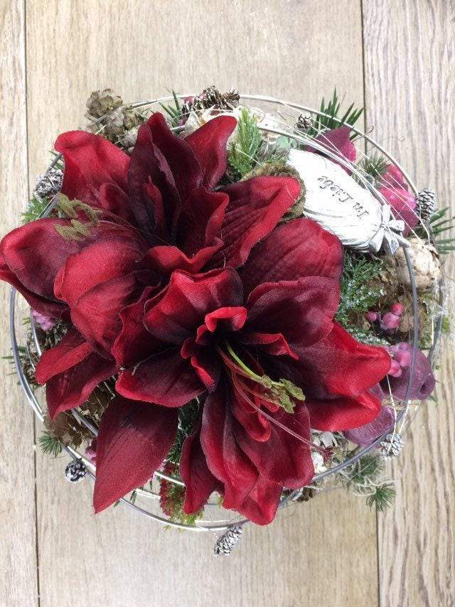 Grabgesteck Grabschmuck Gesteck Grab Allerheiligen extra Schwer Grave Arrangument grave flowers longlasting Grabdeko Grabdekoration – handgemacht aus Seiden- und Kunstblumen, langlebig & pflegeleicht von SarahsFlowerStudio