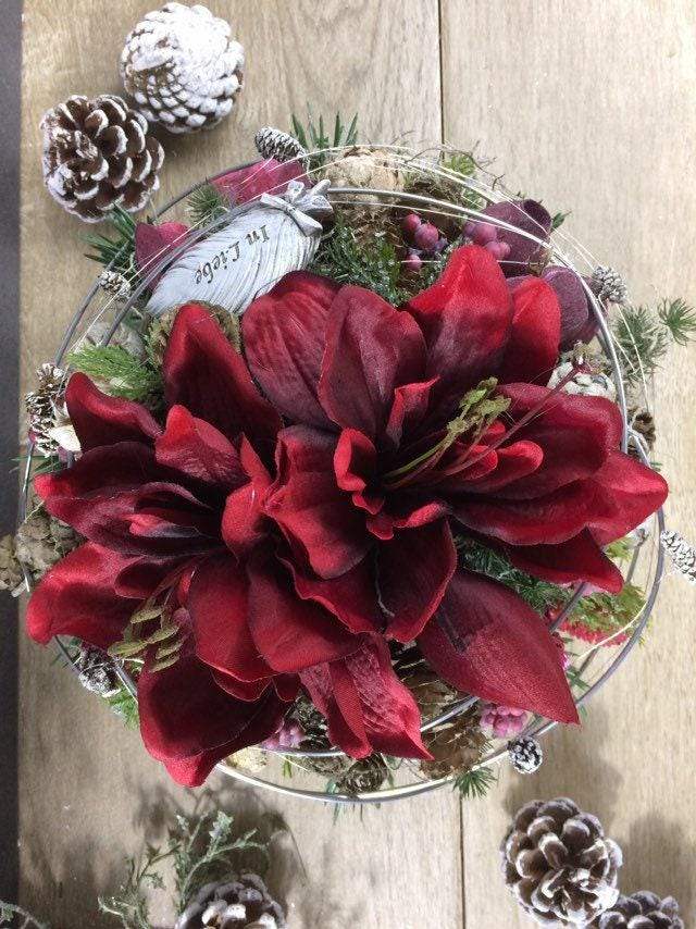 Grabgesteck Grabschmuck Gesteck Grab Allerheiligen extra Schwer Grave Arrangument grave flowers longlasting Grabdeko Grabdekoration – handgemacht aus Seiden- und Kunstblumen, langlebig & pflegeleicht von SarahsFlowerStudio