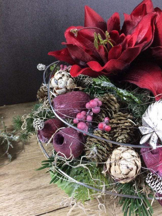 Grabgesteck Grabschmuck Gesteck Grab Allerheiligen extra Schwer Grave Arrangument grave flowers longlasting Grabdeko Grabdekoration – handgemacht aus Seiden- und Kunstblumen, langlebig & pflegeleicht von SarahsFlowerStudio