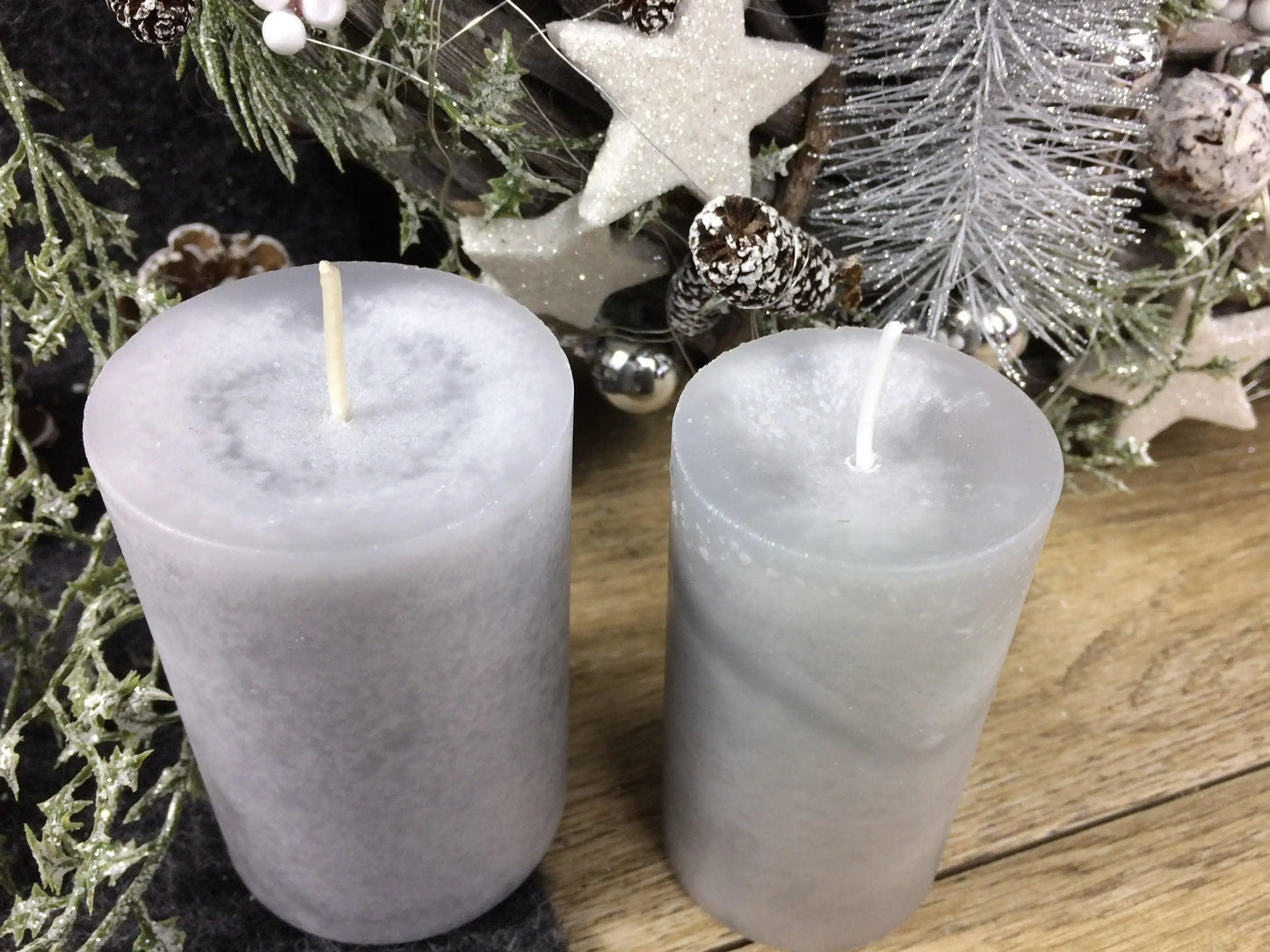 Kerzen Stumpen Stumpenkerzen Ersatzkerzen für Adventskranz – handgemacht aus Seiden- und Kunstblumen, langlebig & pflegeleicht von SarahsFlowerStudio