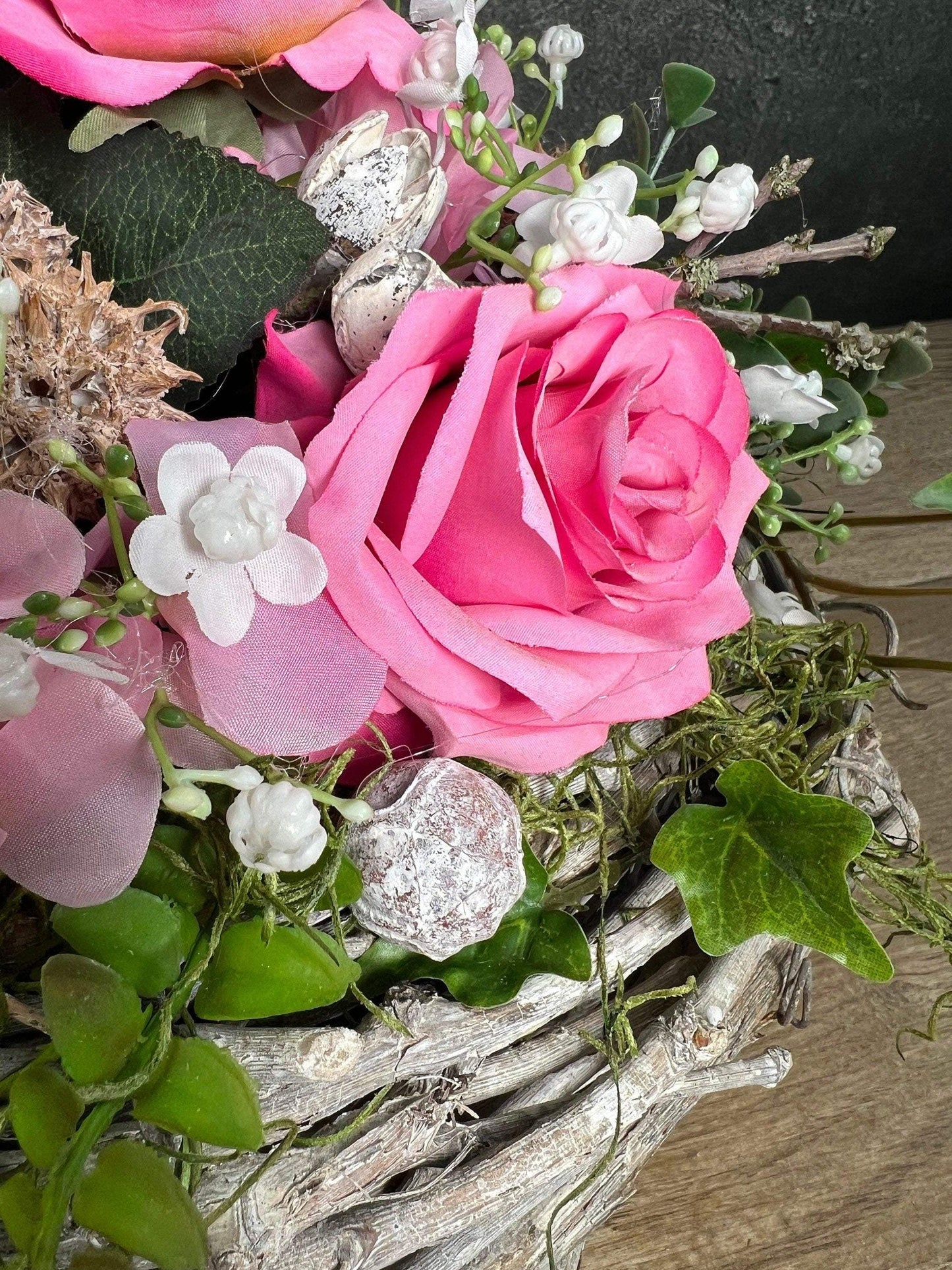 Grabgesteck Allerheiligen Grabschmuck Rose Hortensie Wunschfarbe Grabdeko Grabdekoration Allerheiligen – handgemacht aus Seiden- und Kunstblumen, langlebig & pflegeleicht von SarahsFlowerStudio