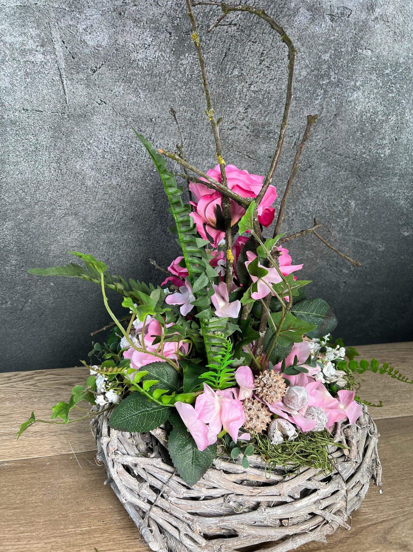Grabgesteck Allerheiligen Grabschmuck Rose Hortensie Wunschfarbe Grabdeko Grabdekoration Allerheiligen – handgemacht aus Seiden- und Kunstblumen, langlebig & pflegeleicht von SarahsFlowerStudio