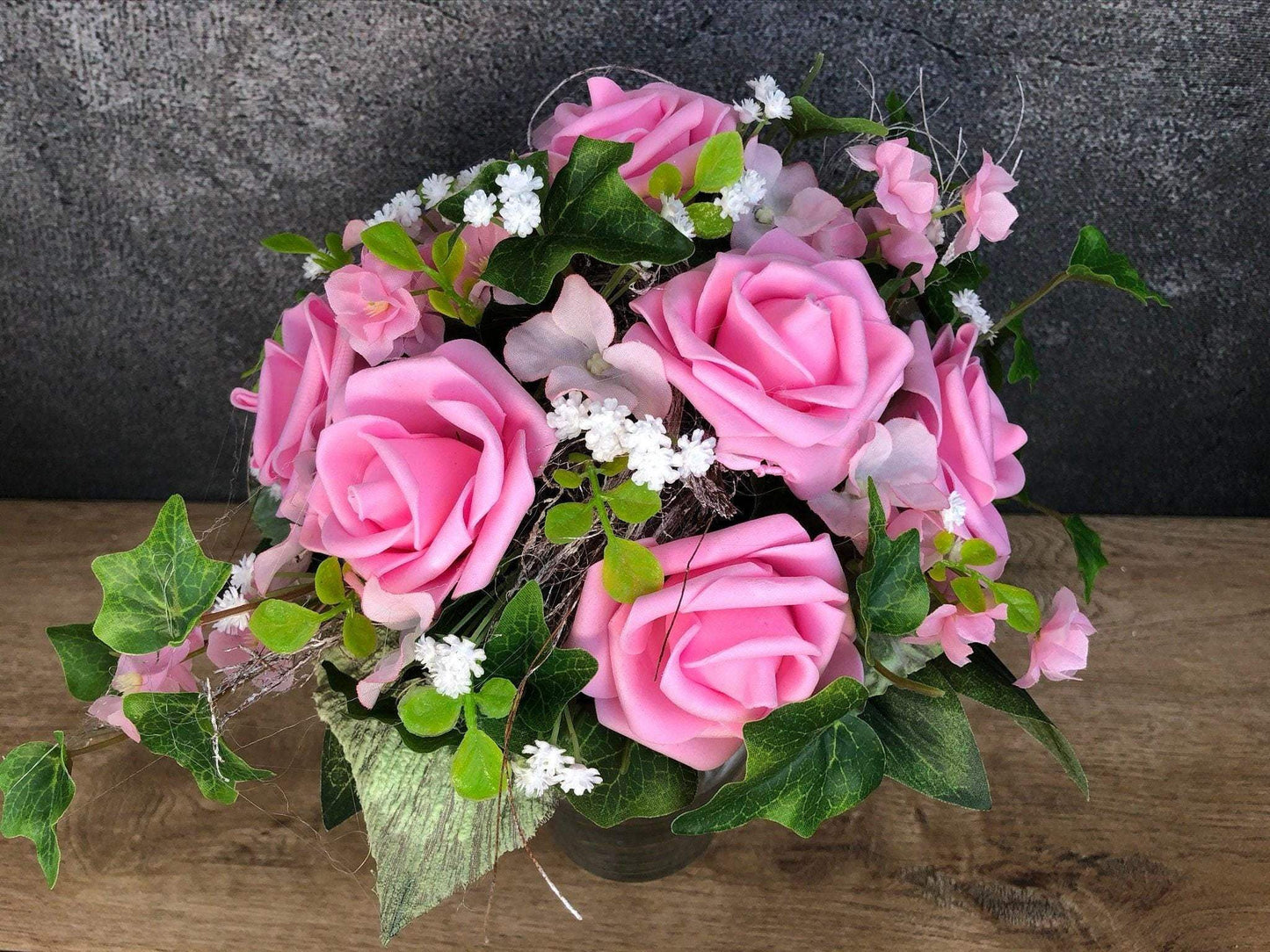 Grabgesteck Grabschmuck Grabvase Grabstrauß Grabdekoration Grabschmuck Allerheiligen – handgemacht aus Seiden- und Kunstblumen, langlebig & pflegeleicht von SarahsFlowerStudio