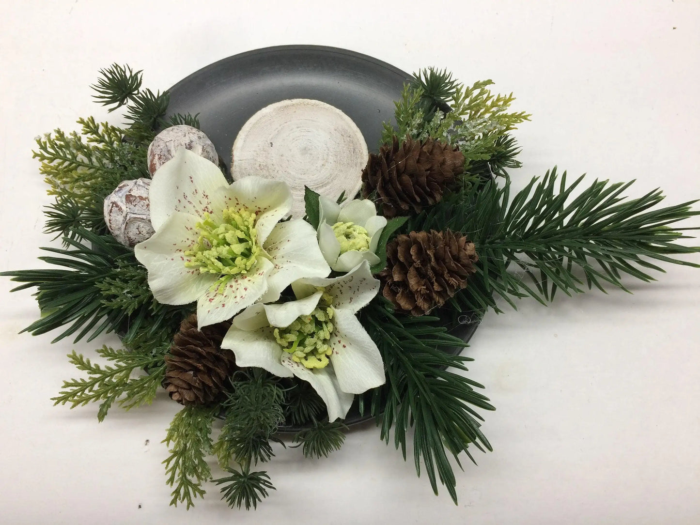 Grabgesteck Grabschmuck Allerheiligen mit Kerze 20cm Grabdeko Grabdekoration – handgemacht aus Seiden- und Kunstblumen, langlebig & pflegeleicht von SarahsFlowerStudio