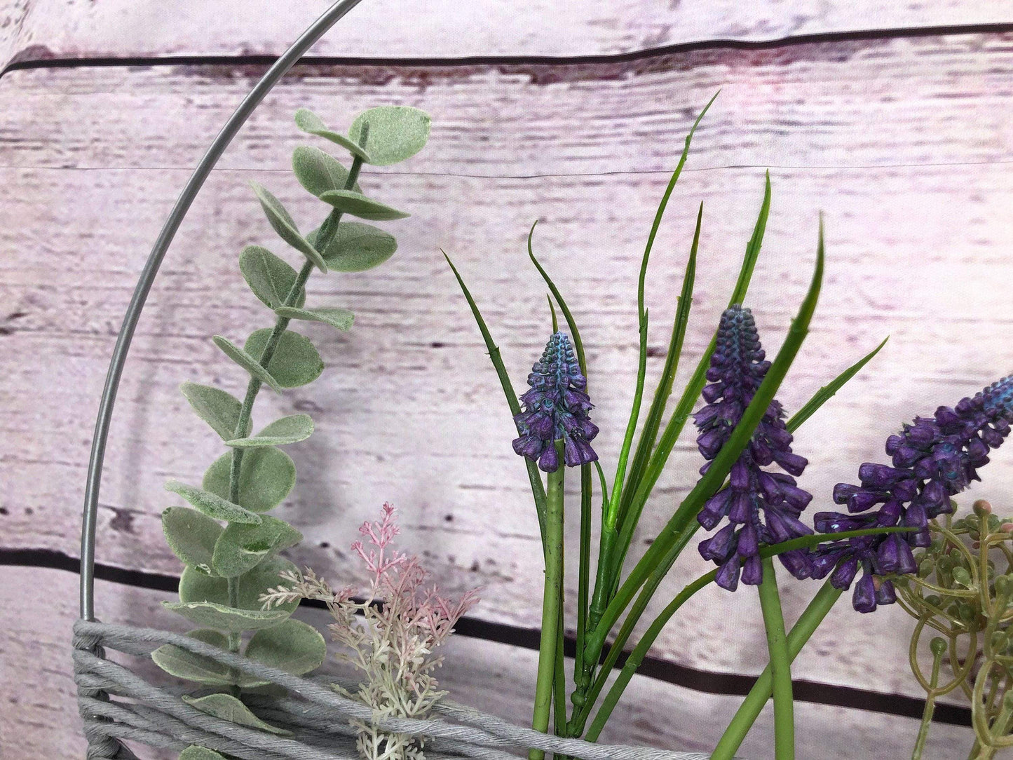 Türkranz Kranz Ring Hyazinthe Traubenhyazinthe Muskari Mohn Eukalyptus Seidenblumen Wandkranz Trockenblumen Natur natürlich Hoop Fensterdeko – handgemacht aus Seiden- und Kunstblumen, langlebig & pflegeleicht von SarahsFlowerStudio