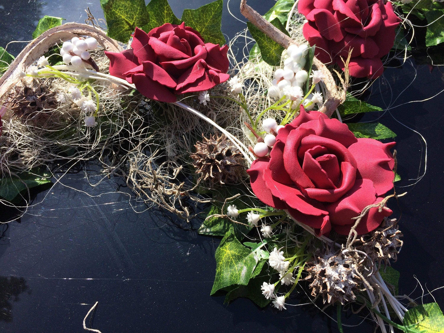 Autoschmuck Set 3 Teilig Herz und Schleifen Autodekoration Autoblumenschmuck Gesteck Hochzeit Kutschen Schmuck Kutschendeko Kutsche Wedding – handgemacht aus Seiden- und Kunstblumen, langlebig & pflegeleicht von SarahsFlowerStudio