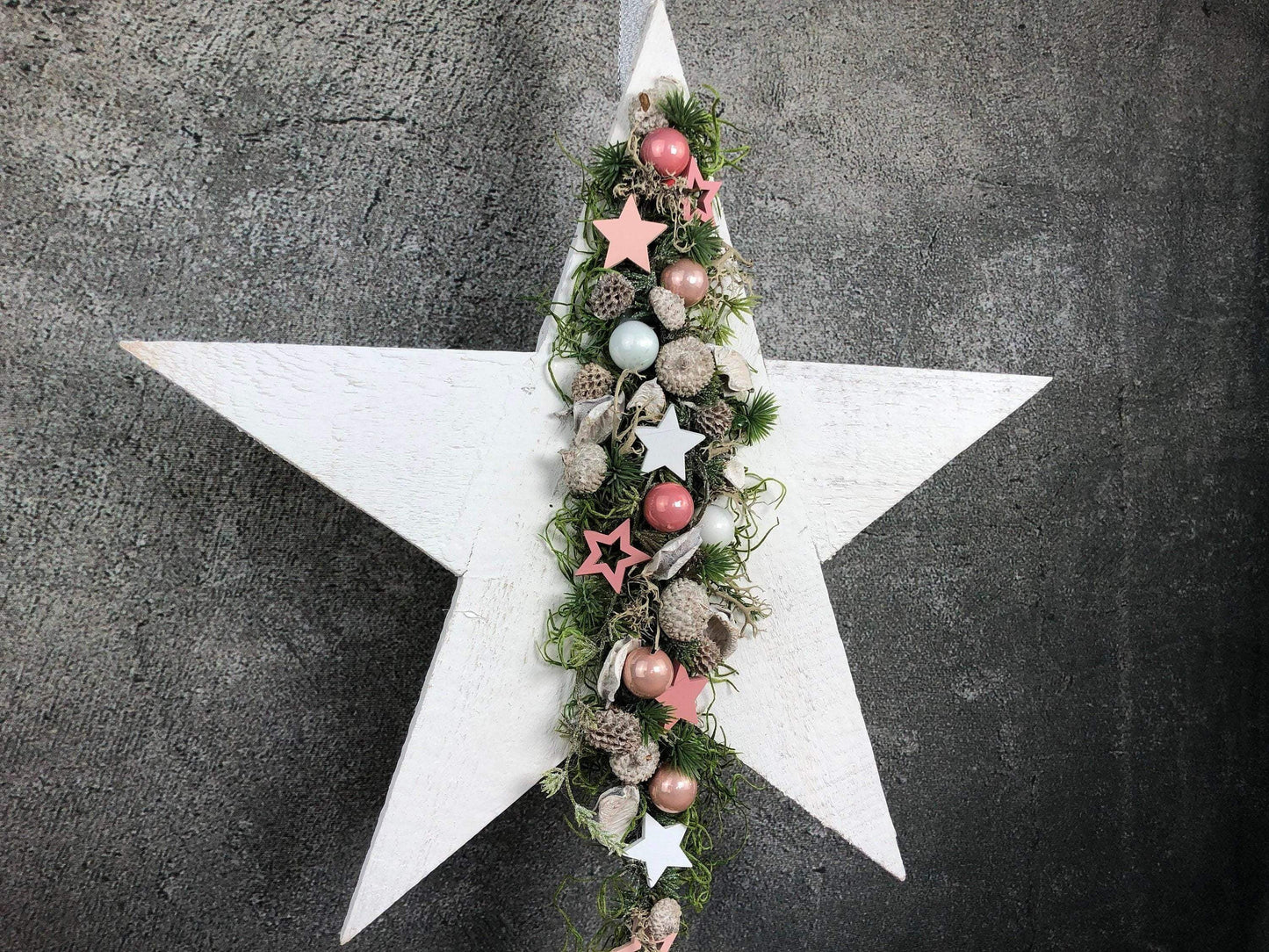 Advent Türkranz Stern 40cm Stern Türdekoration Türschmuck Fensterdeko Weihnachten Weihnachtsdekoration – handgemacht aus Seiden- und Kunstblumen, langlebig & pflegeleicht von SarahsFlowerStudio