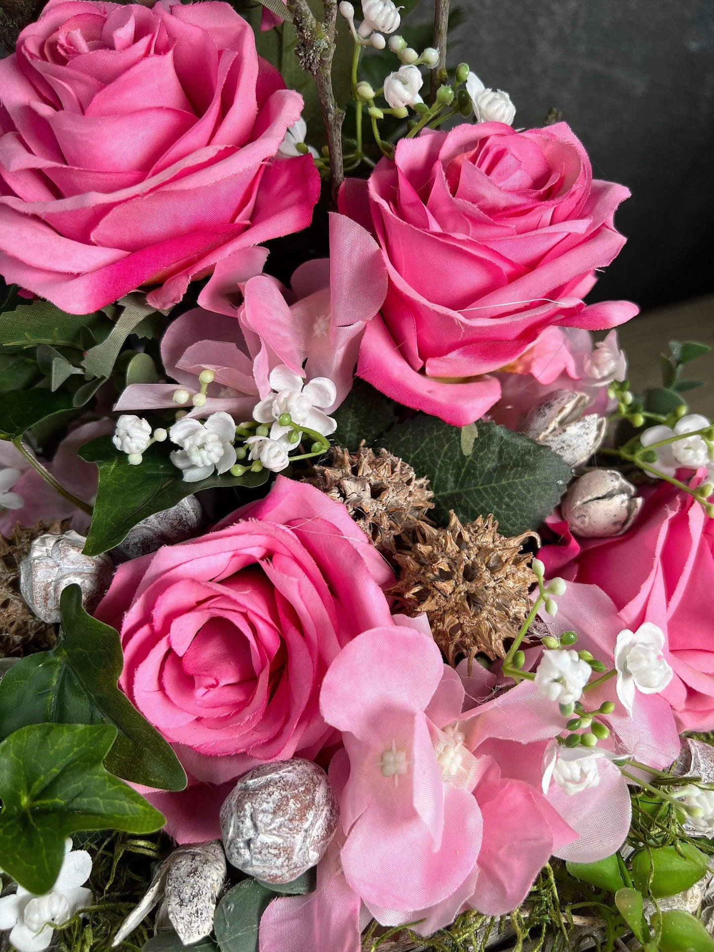 Grabgesteck Grabschmuck Grabvase Grabstrauß Rose HortensieGrabdekoration Grabschmuck Allerheiligen – handgemacht aus Seiden- und Kunstblumen, langlebig & pflegeleicht von SarahsFlowerStudio