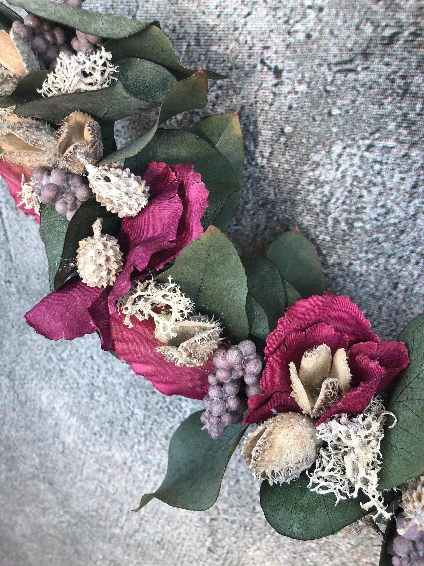 Türkranz Welcome Herz Kranz Ring Eukalyptus Hortensie Zapfen Wandkranz Trockenblumen Natur natürlich Hoop Herbst Herbstlich – handgemacht aus Seiden- und Kunstblumen, langlebig & pflegeleicht von SarahsFlowerStudio