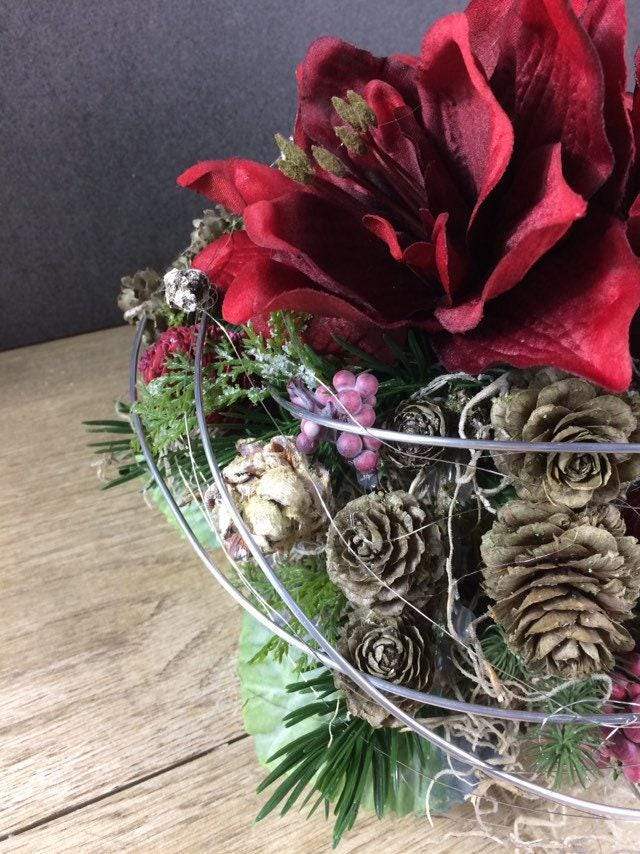 Grabgesteck Grabschmuck Gesteck Grab Allerheiligen extra Schwer Grave Arrangument grave flowers longlasting Grabdeko Grabdekoration – handgemacht aus Seiden- und Kunstblumen, langlebig & pflegeleicht von SarahsFlowerStudio