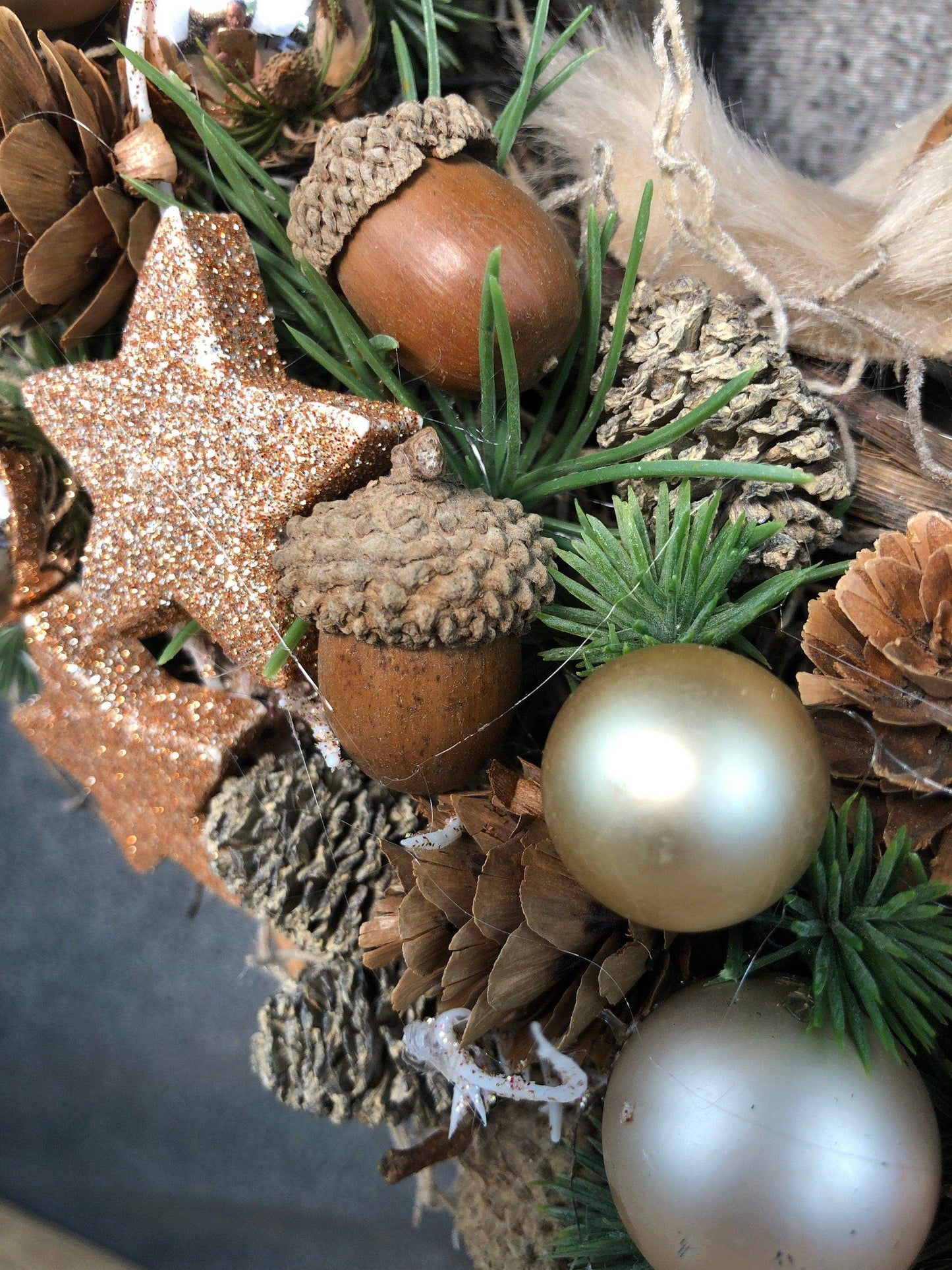 Advent Türkranz Türdeko Türschmuck Weihnachten Vogel Eule Kautz Moos Weide Zapfen mit LED – handgemacht aus Seiden- und Kunstblumen, langlebig & pflegeleicht von SarahsFlowerStudio