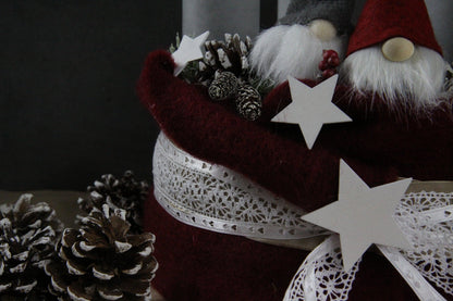 Adventskranz Adventskalender mit Wichteln & Sternen – Handgemachte skandinavische Weihnachtsdeko