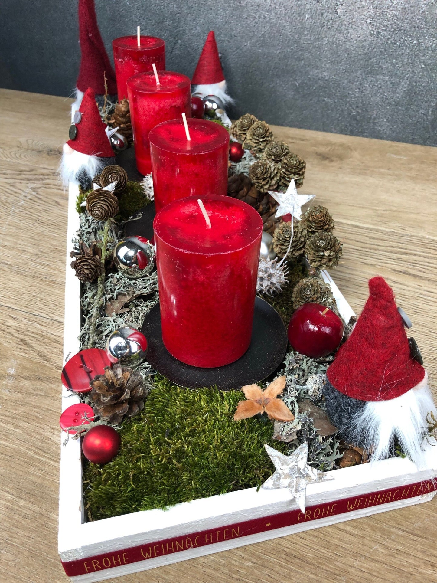 Moderner Adventskranz Wichtel – Handgefertigt in L 40cm und XL 60cm