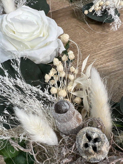 Romantisches Autoschmuck Set 3 Teilig mit Trocken- und Seidenblumen