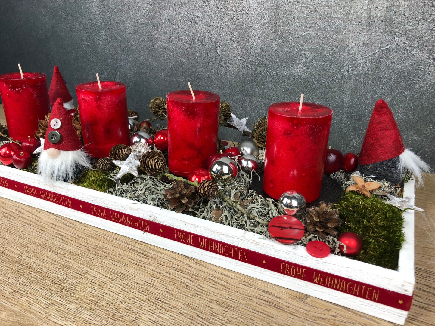 Moderner Adventskranz Wichtel – Handgefertigt in L 40cm und XL 60cm