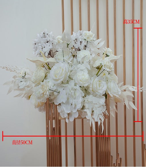 Premium Seidenblumen Gesteck in Ivory & Creme – Rosen, Anthurien & Hortensien | Exklusive Hochzeits- & Eventdekoration – Seidenblumen Gesteck – SarahsFlowerStudio