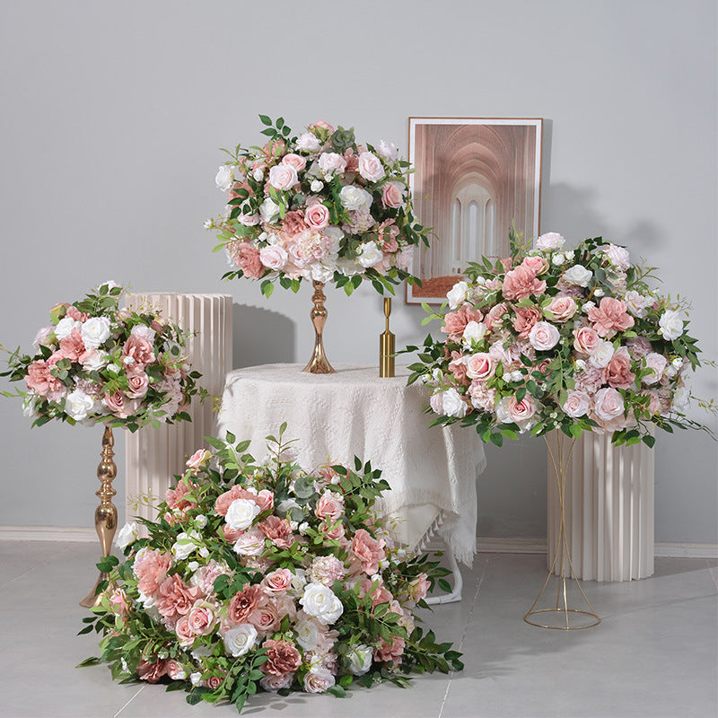 Handgefertigtes Seidenblumen Gesteck in Rosé & Weiß – Rosen, Pfingstrosen & Hortensien – Seidenblumen Gesteck – SarahsFlowerStudio