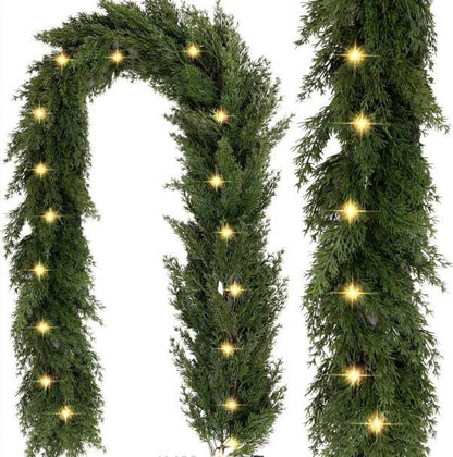 Edle künstliche Tannengirlande 1,90m – Langlebig & Nachhaltig, wahlweise mit LED & Weihnachtskugeln – handgemacht aus Seiden- und Kunstblumen, langlebig & pflegeleicht von SarahsFlowerStudio