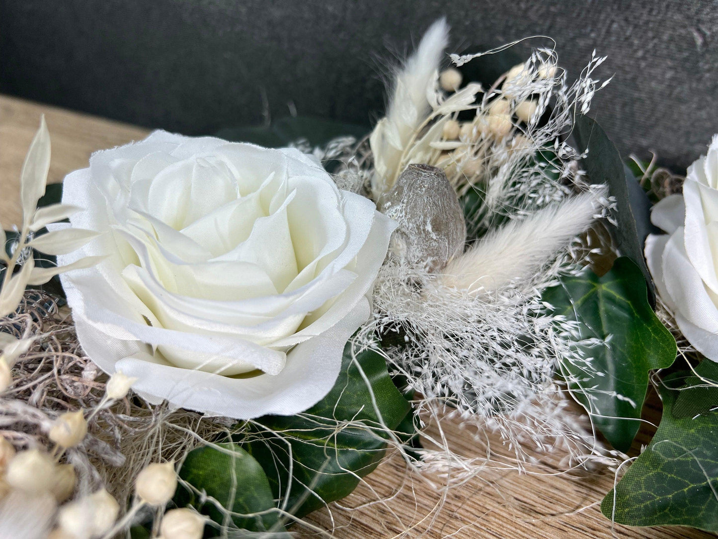 Romantisches Autoschmuck Set 3 Teilig mit Trocken- und Seidenblumen