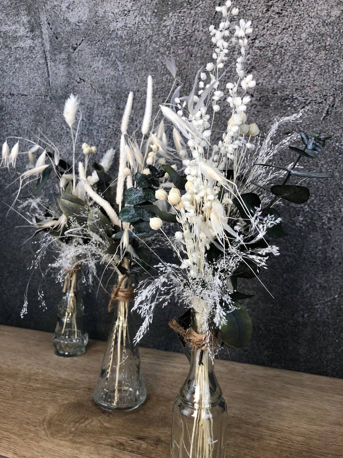 Blumen Tischgesteck 3er Set – Einzigartige Trockenblumen arrangiert mit Liebe