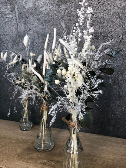 Blumen Tischgesteck 3er Set – Einzigartige Trockenblumen arrangiert mit Liebe