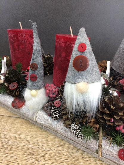 Moderne Längliche Adventskranz mit Wichtel 60cm