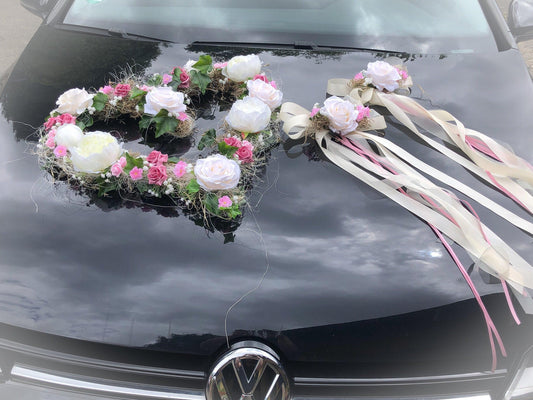Elegantes Herz und Schleifen Autoschmuck Set