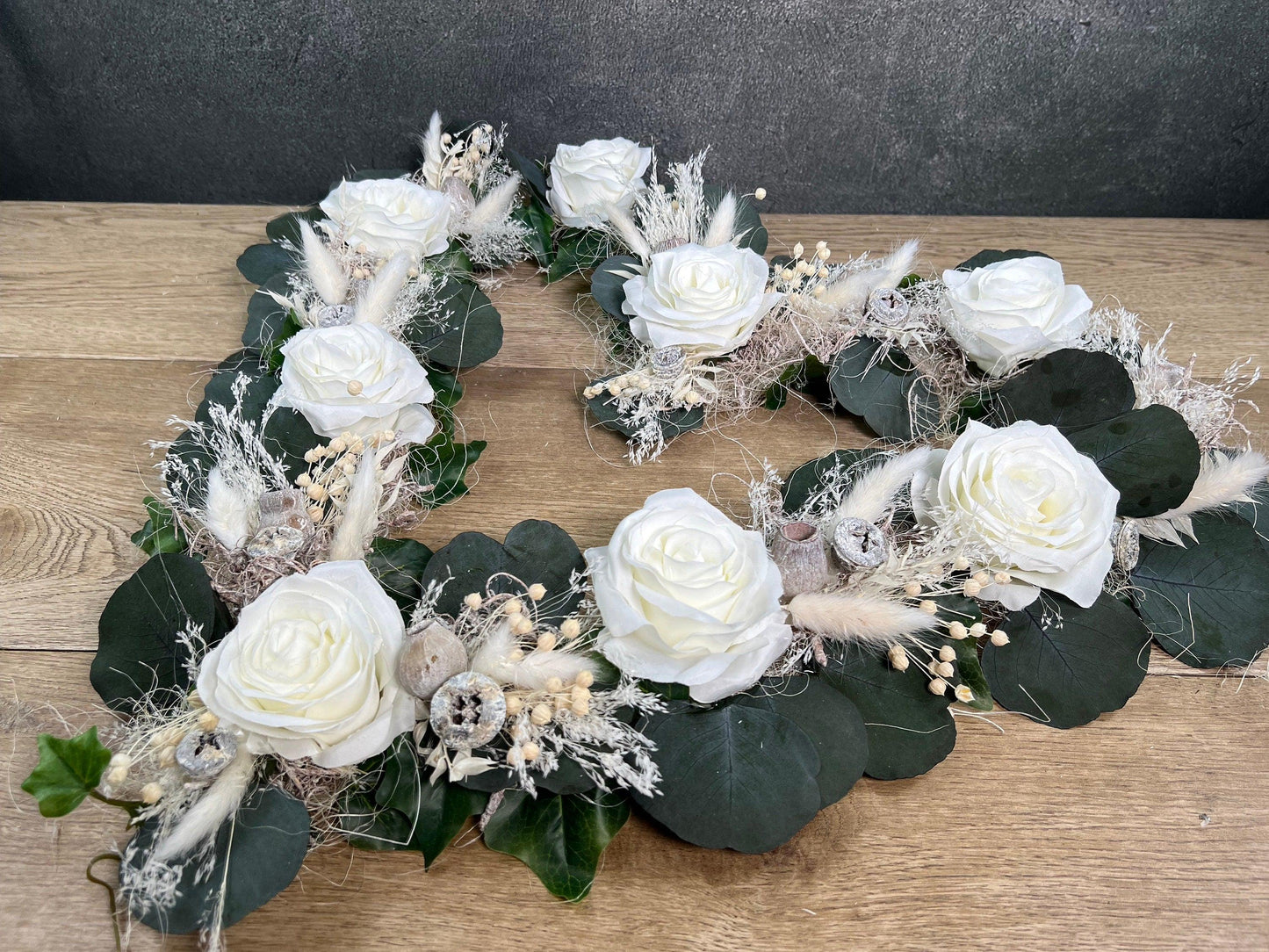 Romantisches Autoschmuck Set 3 Teilig mit Trocken- und Seidenblumen