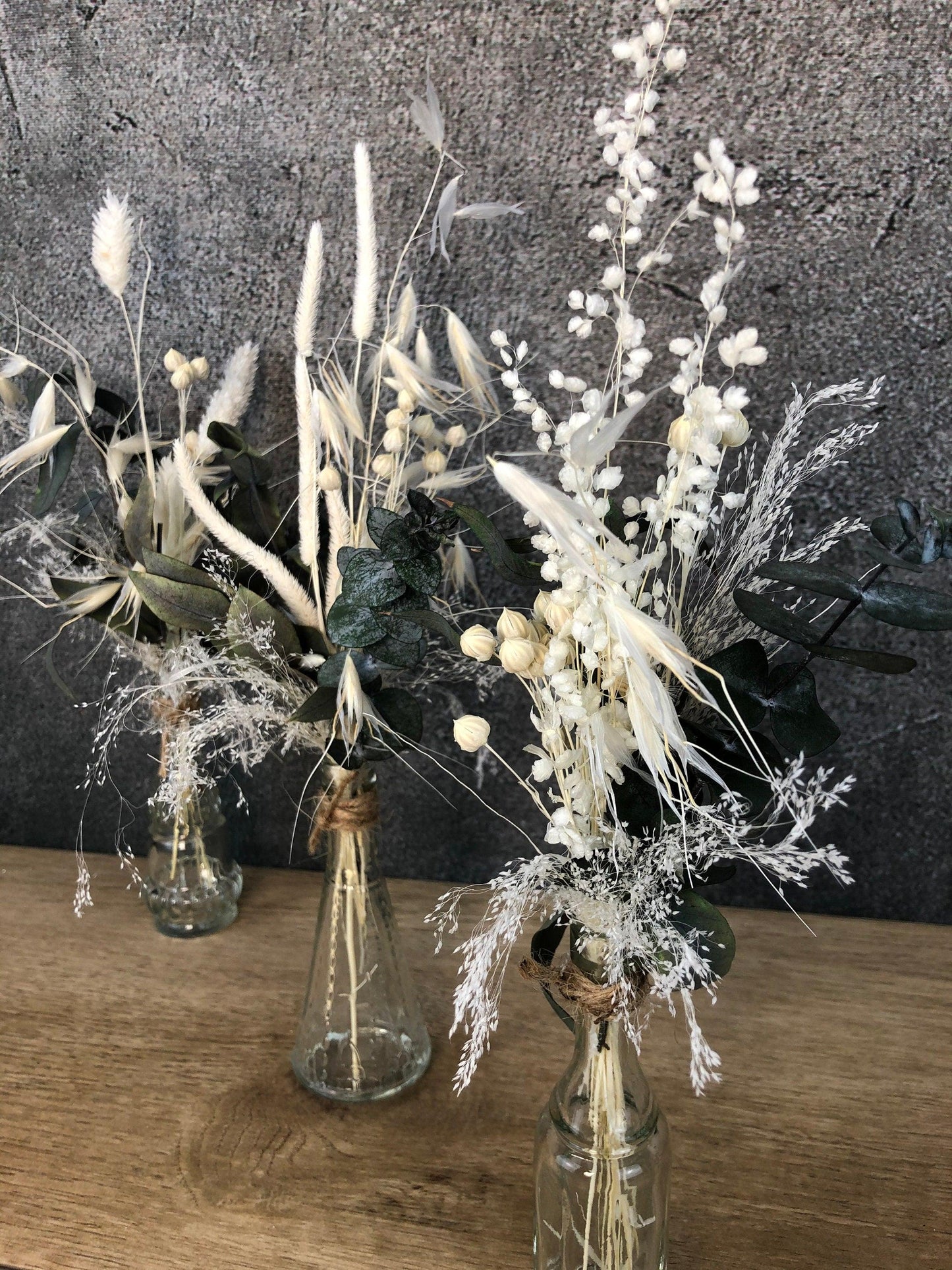 Blumen Tischgesteck 3er Set – Einzigartige Trockenblumen arrangiert mit Liebe