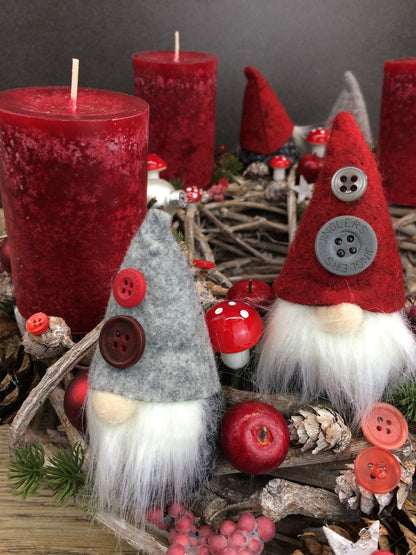 Skandinavischer Adventskranz mit Wichteln - Handgefertigte Weihnachtsdeko