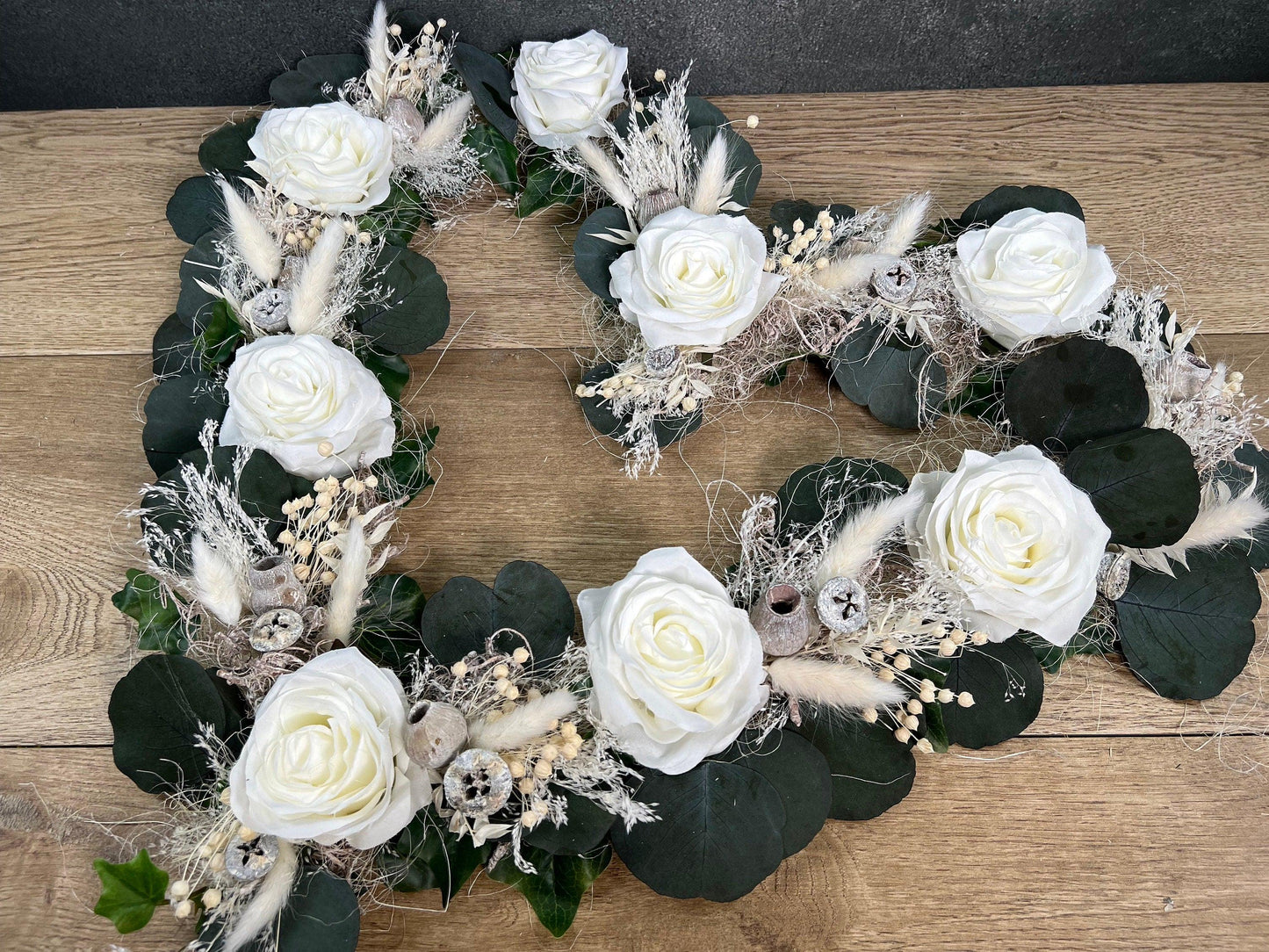 Romantisches Autoschmuck Set 3 Teilig mit Trocken- und Seidenblumen