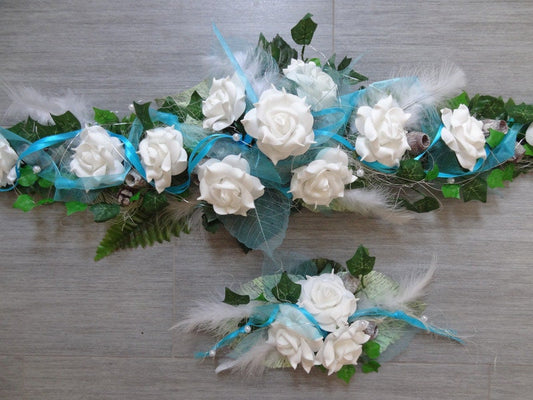 Hochzeitsdekoration Seidenblumen – stilvoller Hochzeitsschmuck – Autoschmuck Hochzeit – SarahsFlowerStudio