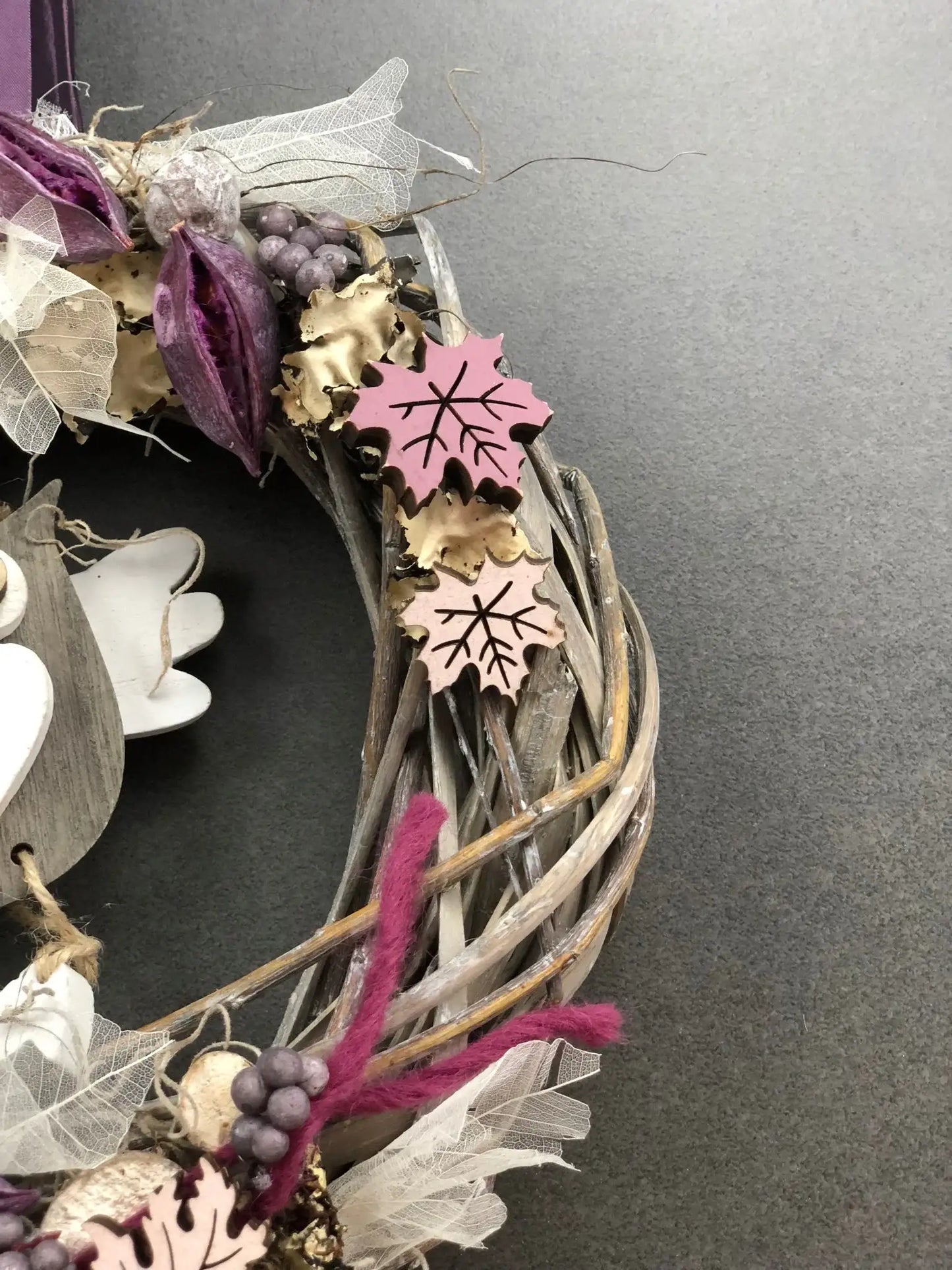 Türkranz 26cm Türdeko Türschmuck Eule Modern Tür Schmuck Herbst herbstlich ganzjährig Herbst – handgemacht aus Seiden- und Kunstblumen, langlebig & pflegeleicht von SarahsFlowerStudio