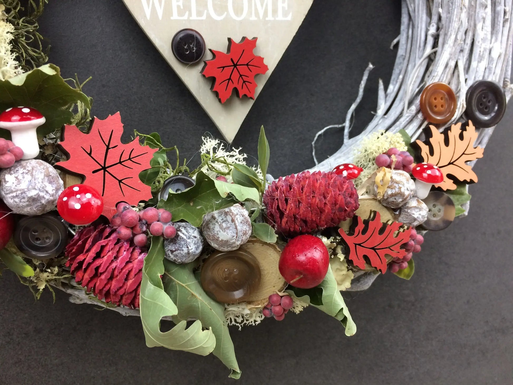 Türkranz 35cm Herbst Herbstlich Türdeko Türschmuck Herz Welcome Modern Tür Schmuck Herbst herbstlich ganzjährig Herbst – handgemacht aus Seiden- und Kunstblumen, langlebig & pflegeleicht von SarahsFlowerStudio